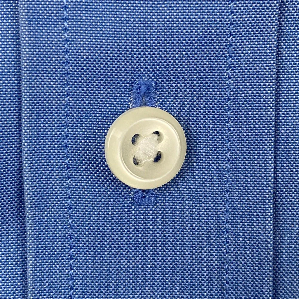 L.L.Bean Mens 15.5-33 Button Down Shirt Blue Wrinkle Free Slightly Fitted